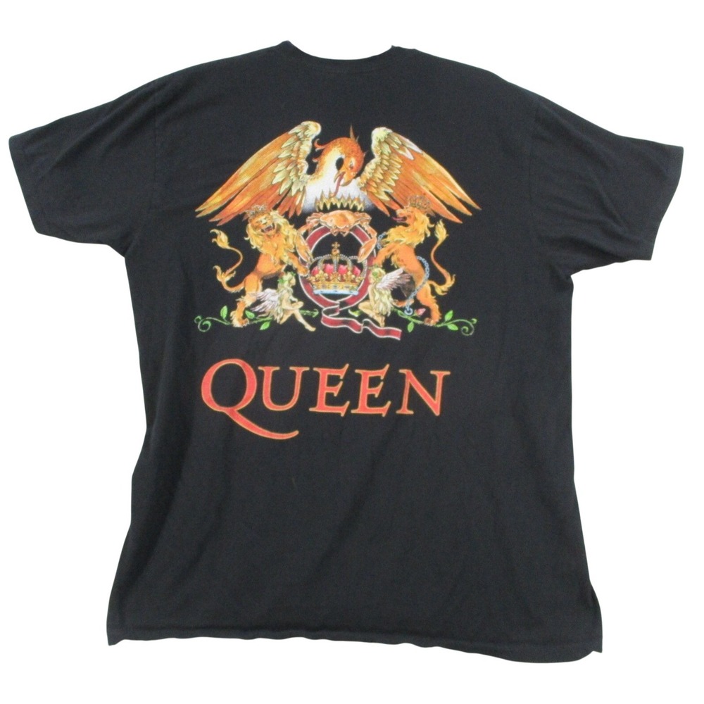 Queen Official Merch Black Graphic T-Shirt Mens Large Crest Logo Rock Band Tee‎